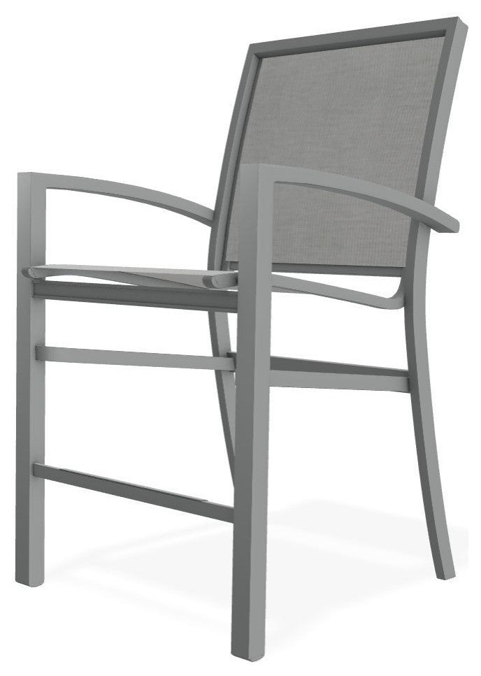 Kendall Sling Balcony Height Stackable Outdoor Stool, Alloy/Graphite