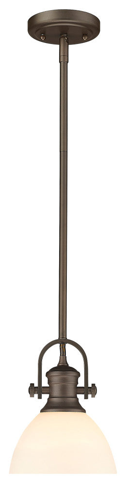 Hines Mini Pendant, Rubbed Bronze, Opal Glass