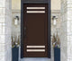 Prehung Unf Mahg Wood 4-Lite Reed Glass Front Door RH-6 9/16"