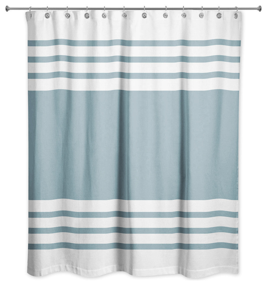 Farmhouse Stripe Shower Curtain, Teal