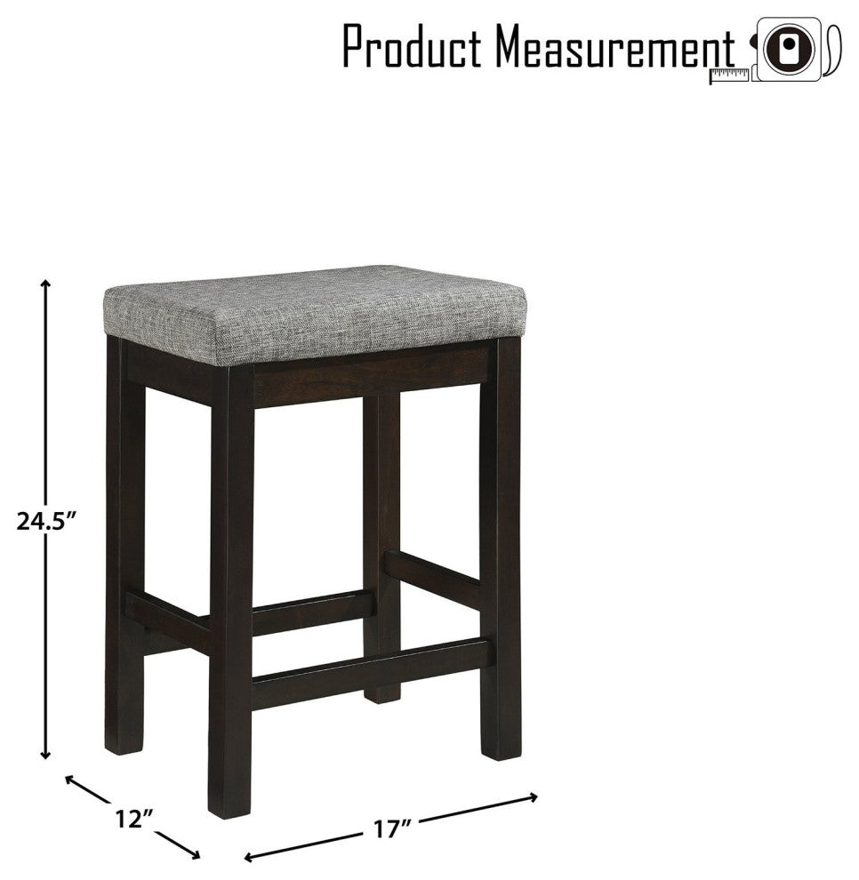 4 Pieces Pub Set, Cushioned Stools & Large Table With Charging Station, Espresso