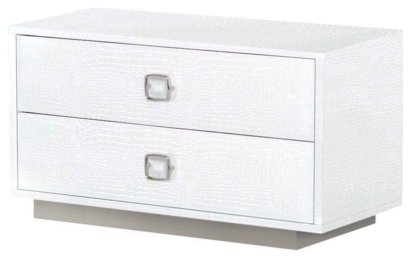 AandX Victoria White Crocodile Nightstand