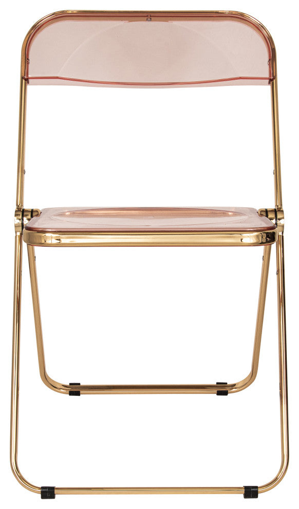 Lawrence Acrylic Folding Chair With Gold Frame, Rose Pink