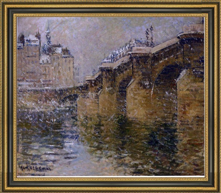 Gustave Loiseau Pont Neuf in the SnowFramed Premium Canvas Print, 16"x20"