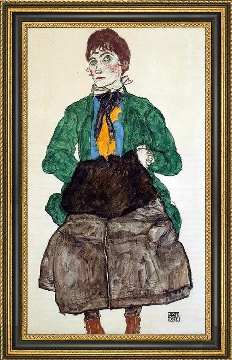 Egon Schiele Woman Green Blouse Muff