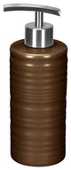 Round Porcelain Bathroom Accessories, Sahara, Soap Dispenser Tall, Nut Brown