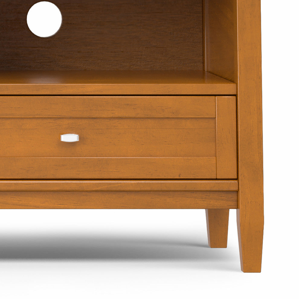 Warm Shaker SOLID WOOD 72" Low TV Media Stand For TVs up to 80", Light Golden Brown