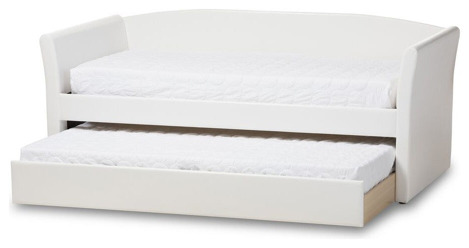 Baxton Studio Camino Faux Leather Daybed with Trundle in White