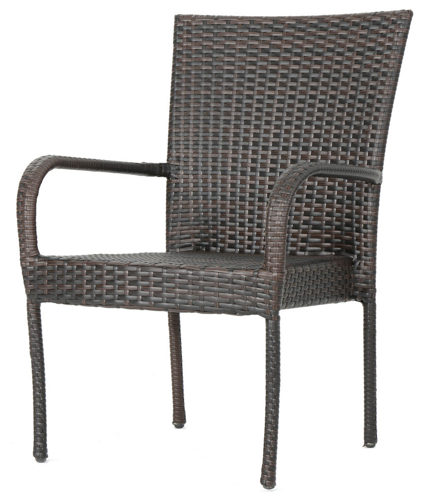 GDF Studio 7-Piece Kory Outdoor Multibrown Wicker Round Dining Set