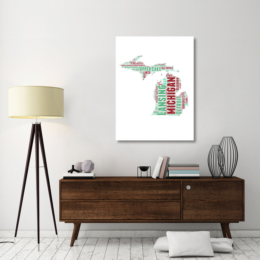 "Michigan Word Cloud Map" Fine Art Print