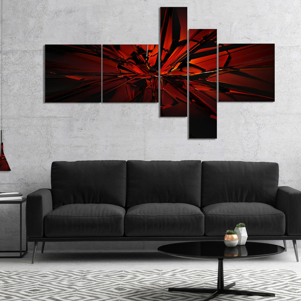 Beautiful Red 3D Crystal Design, Abstract Canvas Art Print, 60"x32", 5 panels