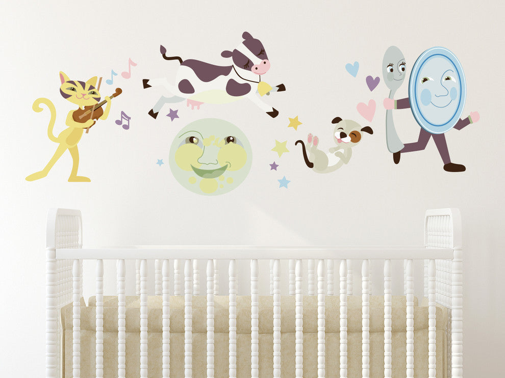 Nursery Rhyme Fabric Wall Decal, Hey Diddle Diddle