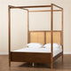 Malia Modern Brown Finished Wood and Synthetic Rattan King Size Canopy Bed