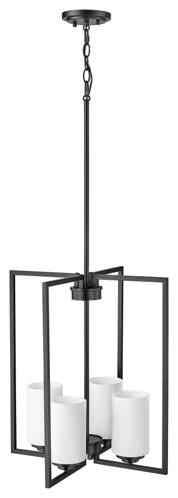4 Light 18 in. Matte Black Pendant