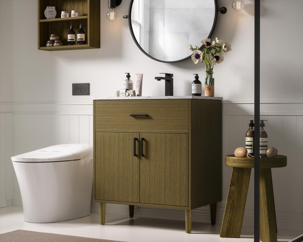 Home Living 30" Single Bathroom Vanity, Chestnut Brown