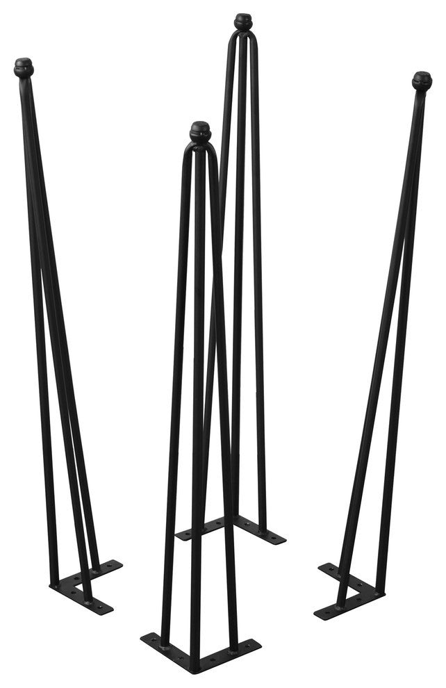 Serenta Hairpin Metal Table Legs, 4-Piece Set, Black, 30"
