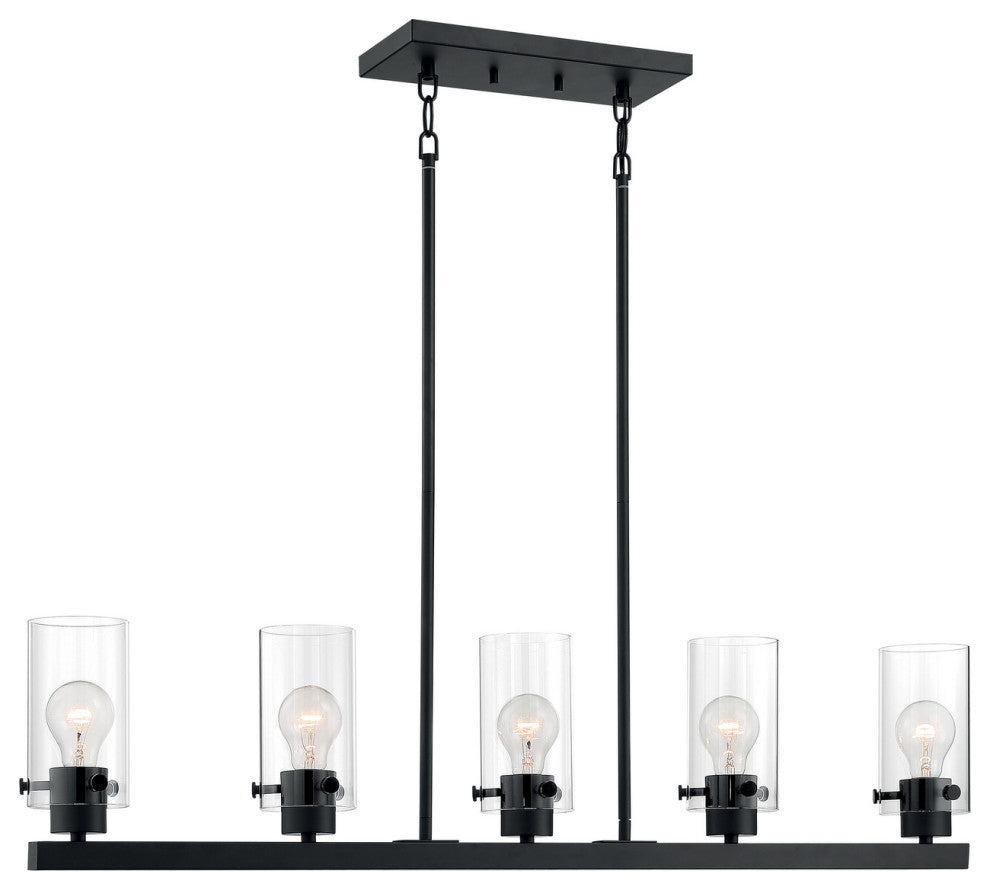 Sommerset Five Light Island Pendant, Matte Black