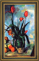 Paul Cezanne Tulips in a Vase  Framed Premium Canvas Print, 18"x27"