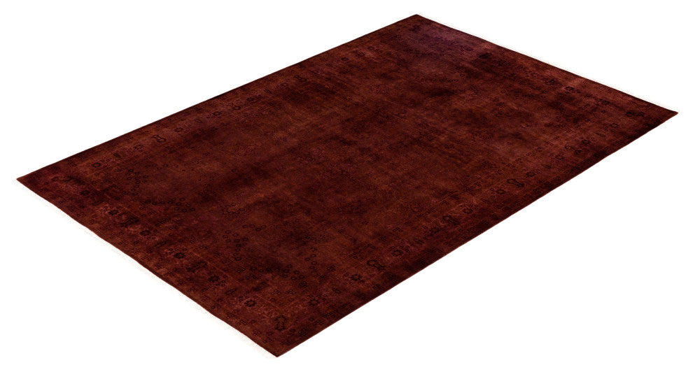 Overdyed One-of-a-Kind Hand-Knotted Area Rug Brown, 6' 3" x 9' 6"