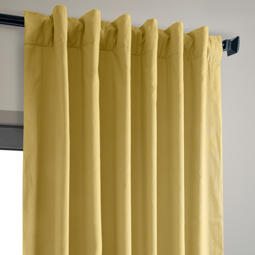 Solid Cotton Blackout Curtain Single Panel, Light Ochre, 50w X 108l