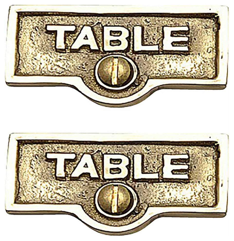 2 Switch Plate Tags TABLE Name Signs Labels Lacquered Brass |