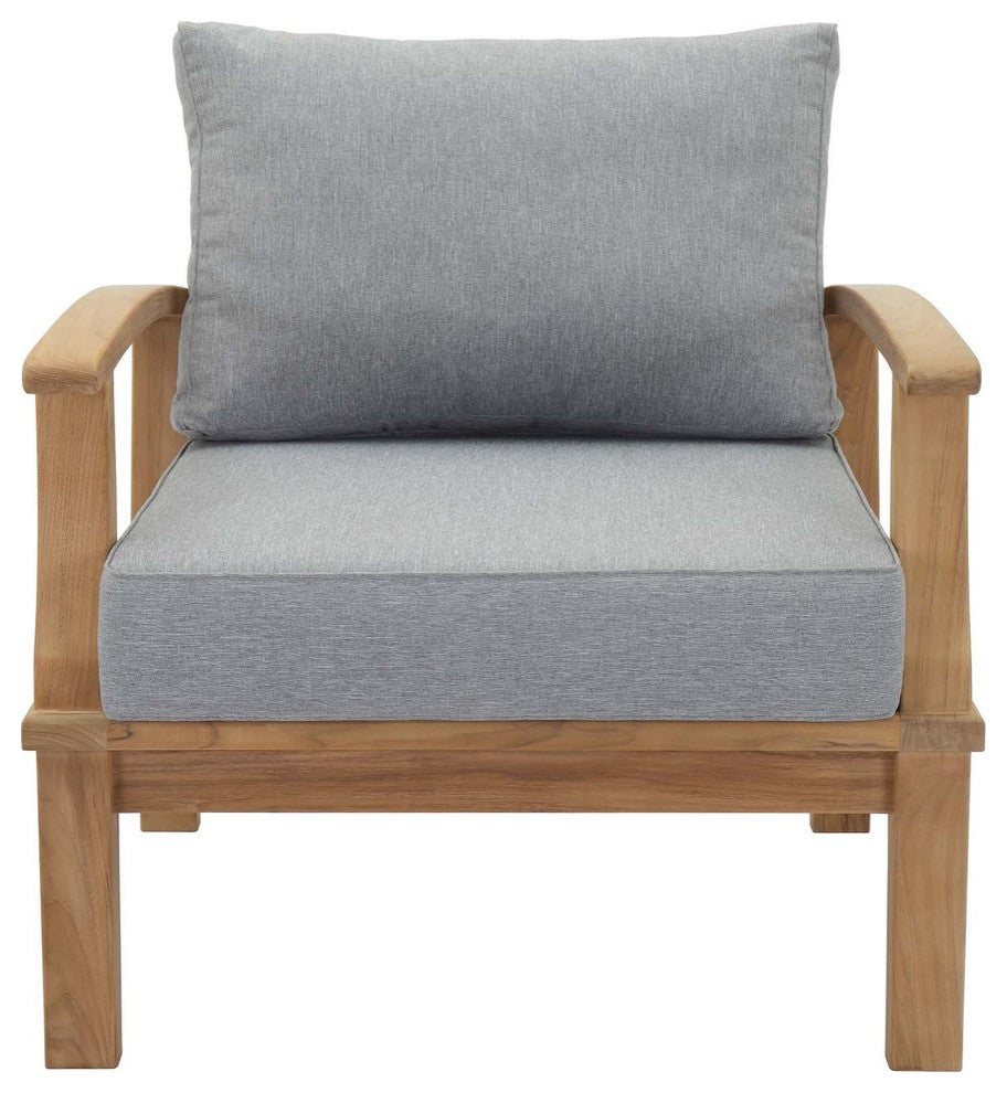 Marina Outdoor Patio Teak Armchair, Natural Gray