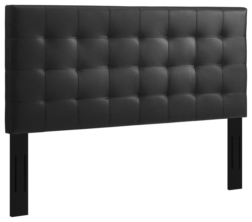 Paisley Tufted King and California King Upholstered Faux Leather Headboard by Mo