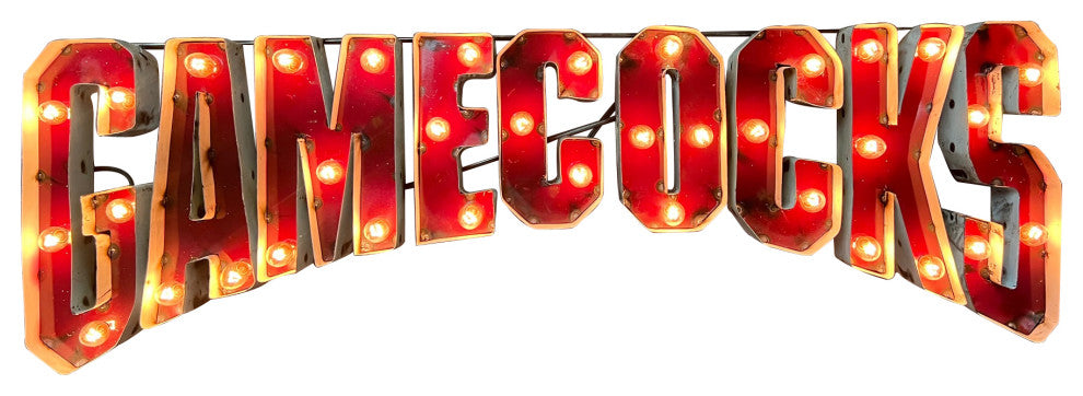 Illuminated S. Carolina Gamecocks Recycled Metal Wall Decor