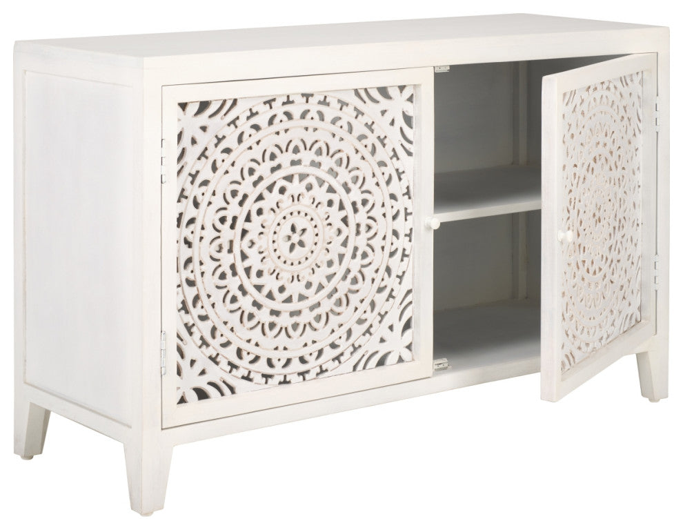 Safavieh Raelie 2 Shelf 2 Door Media Stand, White Washed