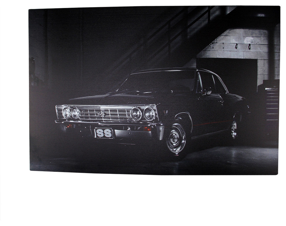 Battery Operated 2 LED Classic Car Scene Canvas Wall Hanging, 23.5"