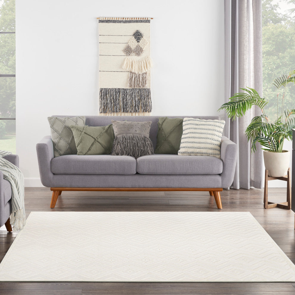 Nourison Versatile 9' x Square Ivory White Modern Rug