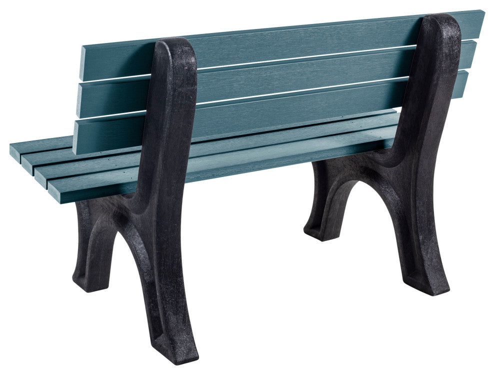 Aurora Traditional 4' Park Bench, Weathered Acorn, Nantucket Blue