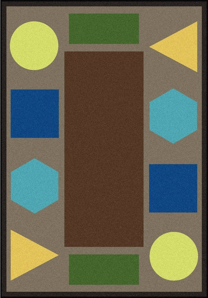 Kid Essentials Rug, Sitting Shapes, Multicolored, 5'4"x7'8", Earthtone, 7'8"x10'