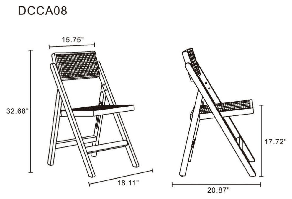 Manhattan Comfort Pullman Dining Folding Chair, Nature, Set of 2