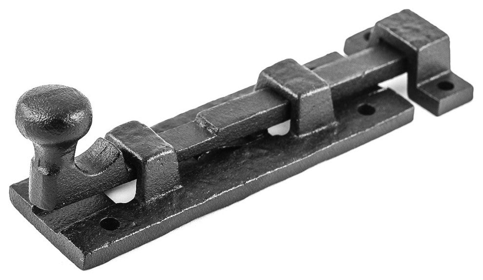 Black Slide Bolt Door Latch 4" L Wrought Iron Sliding Bolts with Catch Pack of 2