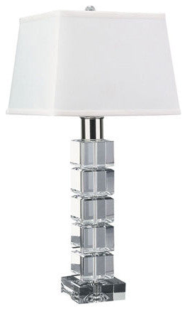 Beveled Crystal Square Table Lamp