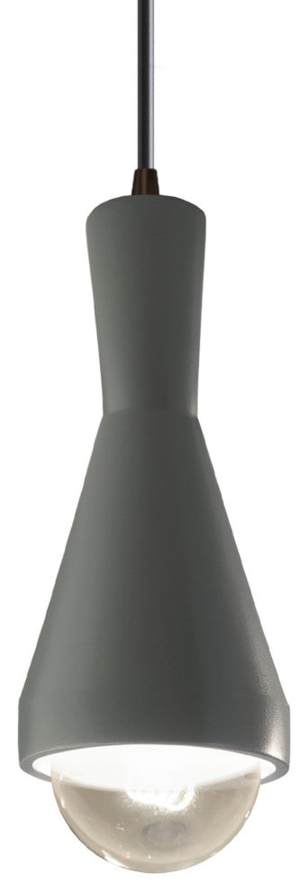 Erlen Pendant, Pewter Green, Dark Bronze, Black Cord, Incandescent