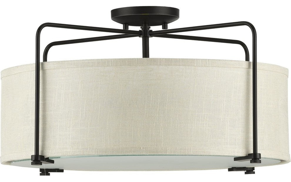 Kempsey Collection 3-Light Semi-Flush Convertible, Antique Bronze