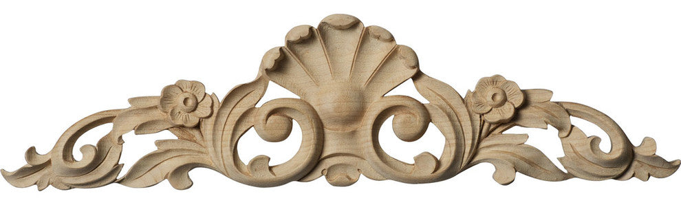 12 1/4"W x 3 1/4"H x 5/8"D Small Farmingdale Center with Scrolls, Alder