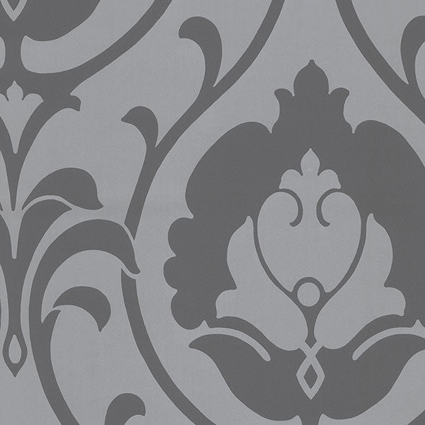 Modern Damask Wallpaper, Silver and Gray, Set of 3 Bolts