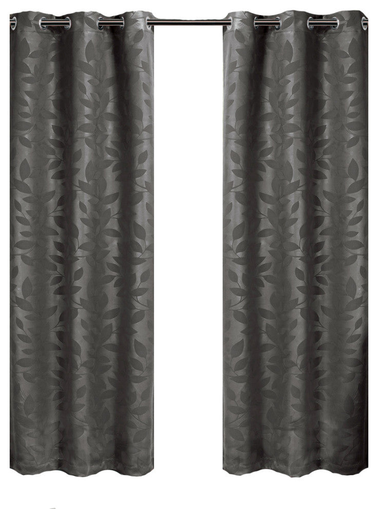 Virginia 2PC Blackout Weave Grommet Panels, Gray, 74"x96"