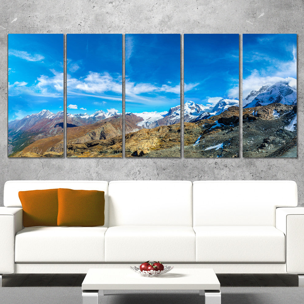 "Alps Mountains in Switzerland" Landscape Wall Art, 5 Panels, 60"x28"