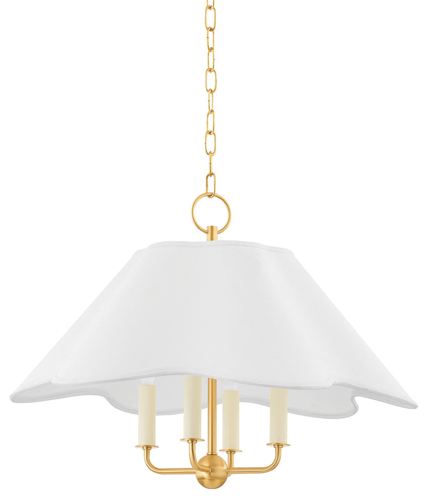 Rosanna 4 Light Chandelier, Aged Brass
