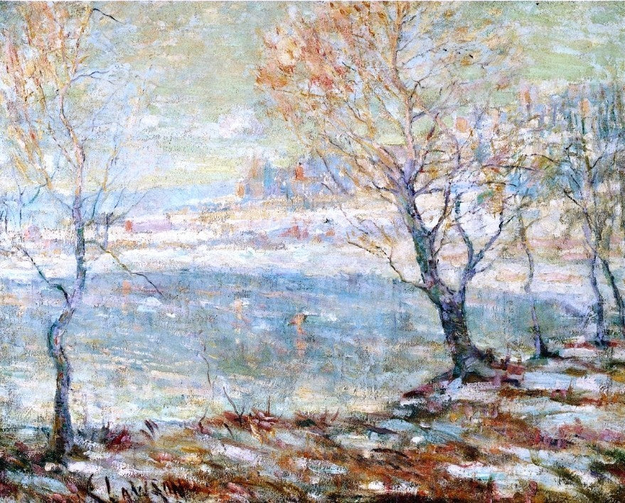 Ernest Lawson Inwood on Hudson, In the Snow Premium Canvas Print