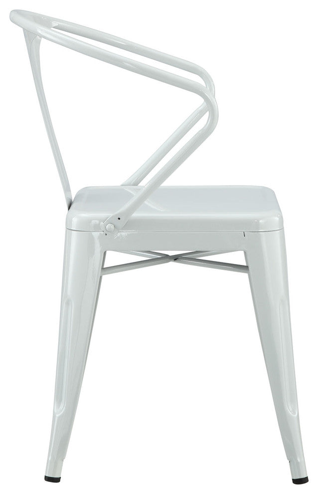 Modern Contemporary Kitchen Metal Dining Armchair Gray, Outdoor and Indoor