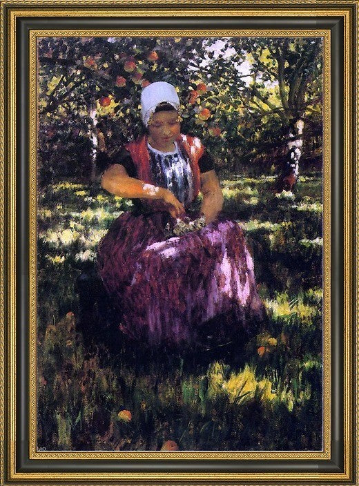 George Hitchcock In the Orchard Framed Premium Canvas Print, 18"x27"