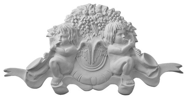 42 1/4"W x 21 1/4"H x 3 1/8"P Angel Center with Scrolls