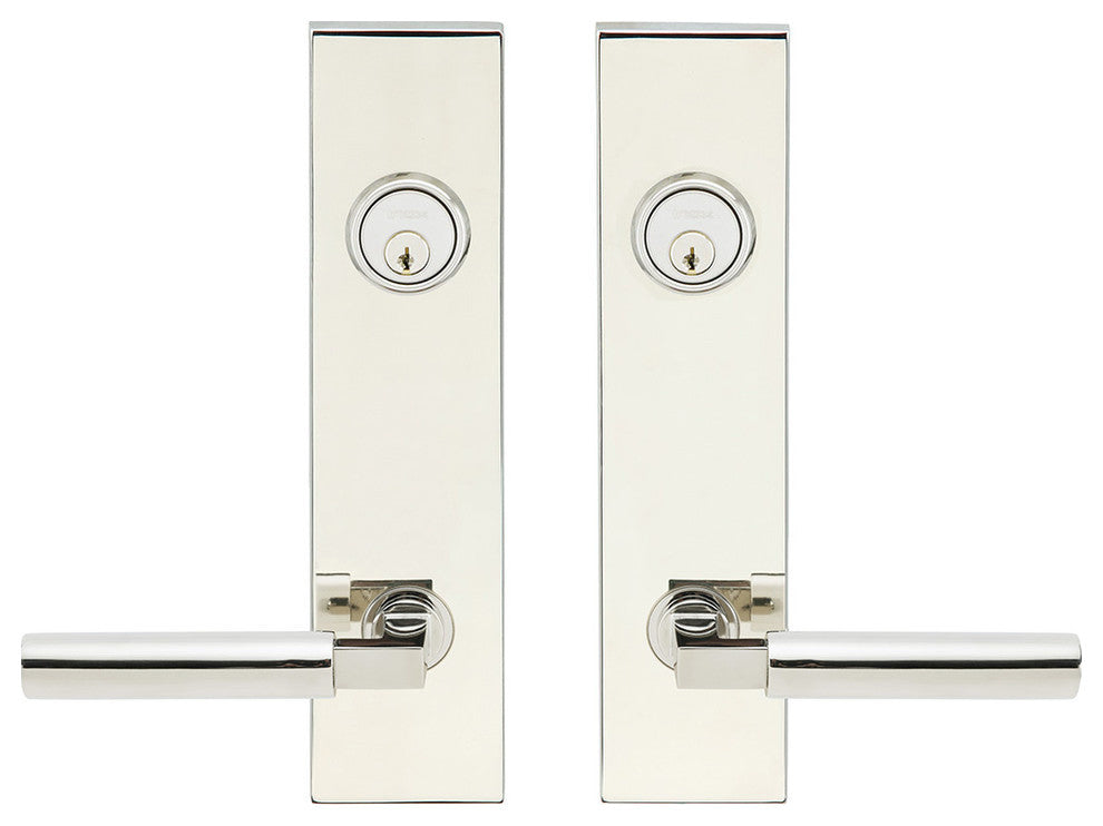 Aurora Lever, Tubular Entry, Double Cylinder, Polished Stainless Steel