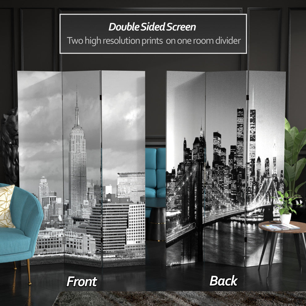 6' Tall Double Sided New York Scenes Room Divider