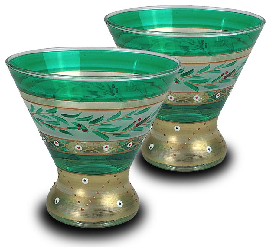 Christmas Garland Cosmopolitan Glasses, Set of 2
